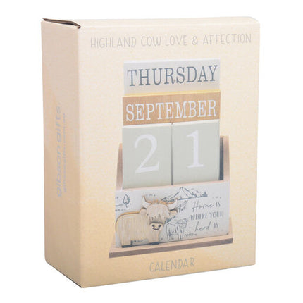 Highland Cow Calendar Block