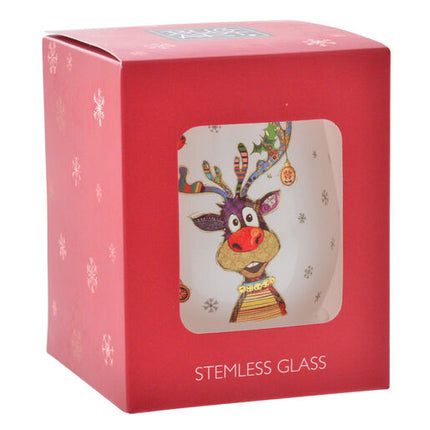 Bug Art Tableware Christmas Stemless Wine Glass Rudolph