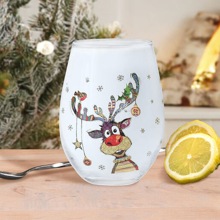 Bug Art Tableware Christmas Stemless Wine Glass Rudolph