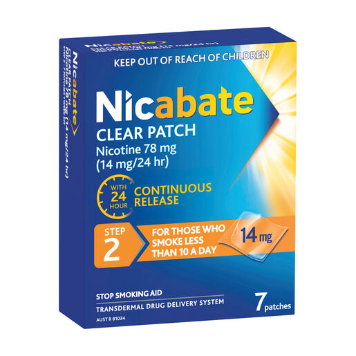Nicabate Clear Patch Stop Smoking Transdermal Nicotine Patch 14mg 7 Pack