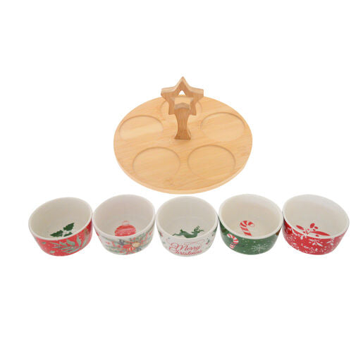 Xmas Ceramic Round Bowl Set 5