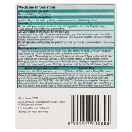 Nicorette 16 hour Invisipatch 25mg - 14 Pack