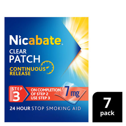 Nicabate Clear Patch Stop Smoking Transdermal Nicotine Patch 7mg 7 Pack