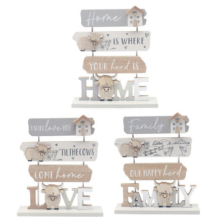 Highland Cow Triple Plaque
