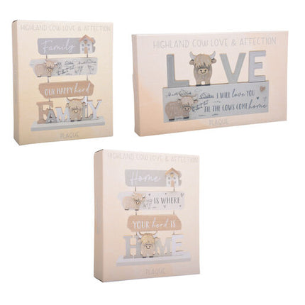 Highland Cow Triple Plaque