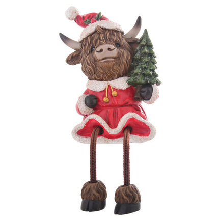Xmas Highland Cow Dangly Leg