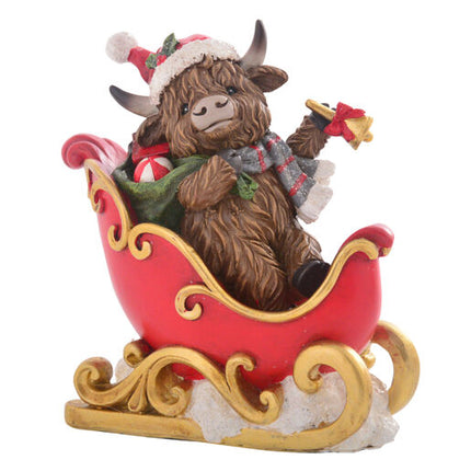 Xmas Highland Cow Sleigh