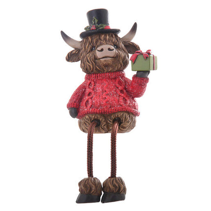 Xmas Highland Cow Dangly Leg