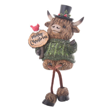 Xmas Highland Cow Dangly Leg