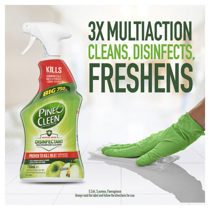 Pine O Cleen Disinfectant Multipurpose Cleaner Trigger Spray Crisp Apple 750mL