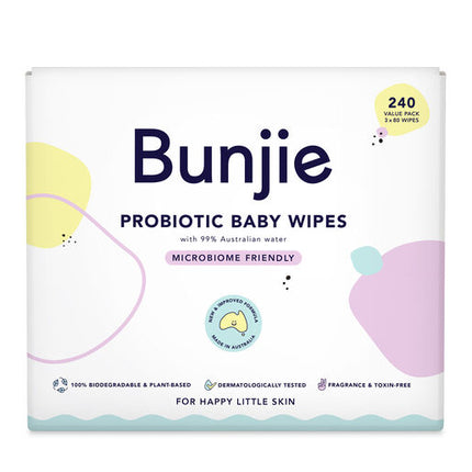 Bunjie Probiotic Baby Wipes 3 X 80 Wipes