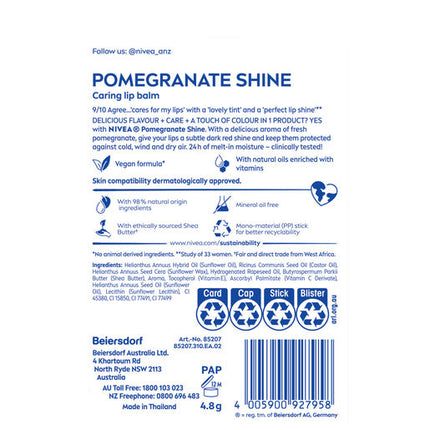 Nivea Lip Balm Pomegranate Shine 4.8g