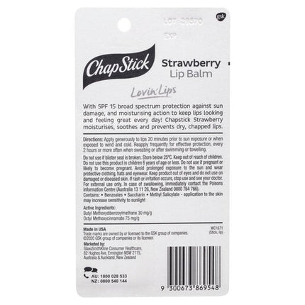 Chapstick Strawberry Lip Balm SPF15 4.2g