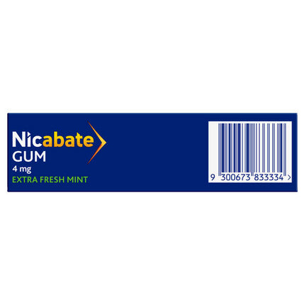 Nicabate Gum Stop Smoking Nicotine 4mg Extra Strength Extra Fresh Mint 30 Pack