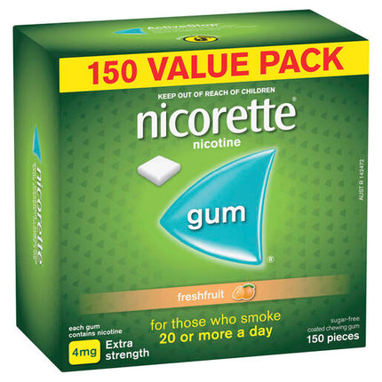 Nicorette Quit Smoking Extra Strength Nicotine Gum Freshfruit 150 Pack