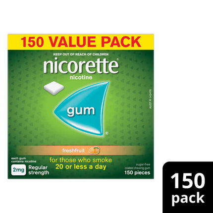 Nicorette Quit Smoking Regular Strength Nicotine Gum Freshfruit 150 Pack