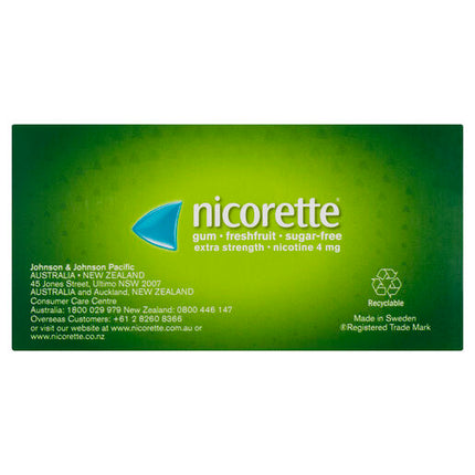 Nicorette Gum Fresh Fruit Extra Strength 4mg 75 Pieces