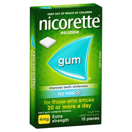 Nicorette Quit Smoking Extra Strength Nicotine Gum Icy Mint 15 Pack
