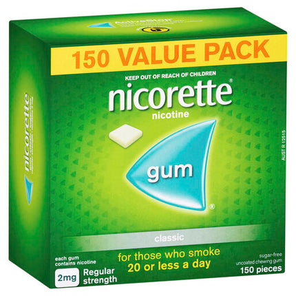 Nicorette Gum Classic Regular Strength 2mg 150 Pieces