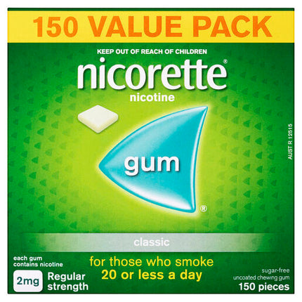 Nicorette Gum Classic Regular Strength 2mg 150 Pieces