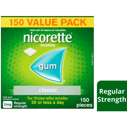Nicorette Gum Classic Regular Strength 2mg 150 Pieces