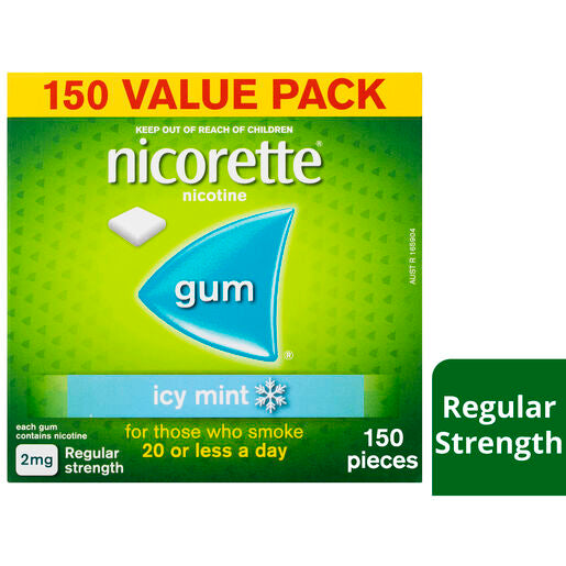 Nicorette Quit Smoking Regular Strength Nicotine Gum Icy Mint 150 Pack