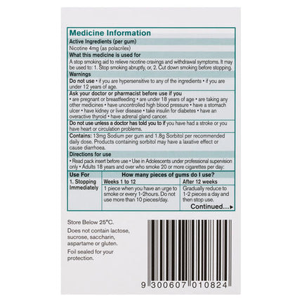Nicorette Gum Classic Extra Strength 4mg 75 Pieces