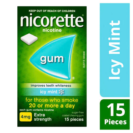 Nicorette Quit Smoking Extra Strength Nicotine Gum Icy Mint 15 Pack