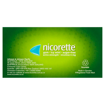Nicorette Gum Icy Mint Extra Strength 4mg 75 Pieces