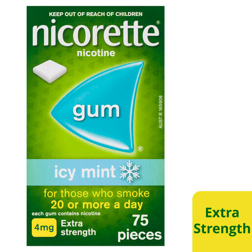 Nicorette Gum Icy Mint Extra Strength 4mg 75 Pieces