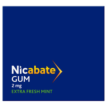 Nicabate Gum Stop Smoking Nicotine 2mg Regular Strength Extra Fresh Mint Coated Chewing Gum 100 Pack