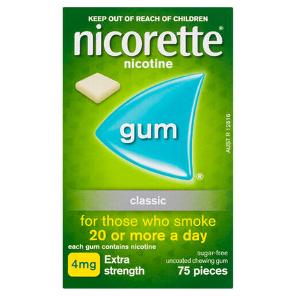 Nicorette Gum Classic Extra Strength 4mg 75 Pieces