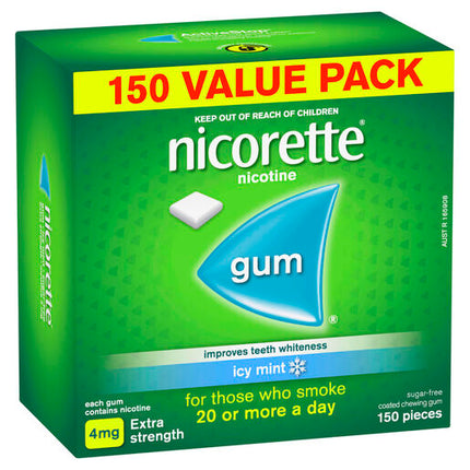 Nicorette Quit Smoking Extra Strength Nicotine Gum Icy Mint 150 Pack