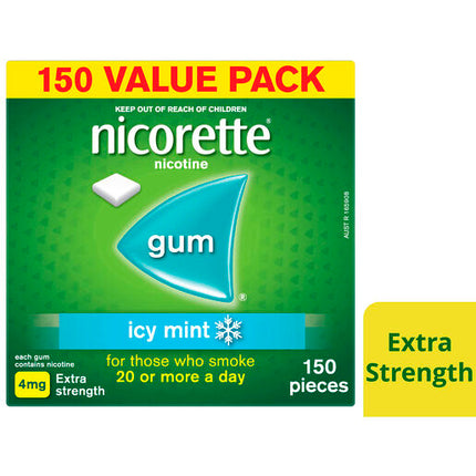 Nicorette Quit Smoking Extra Strength Nicotine Gum Icy Mint 150 Pack