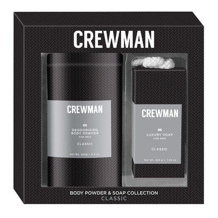 Crewman Mens Classic Talc Free Body Powder 250g and 200g Soap Gift Set