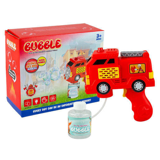 Bubble Gun for Kids Light Up Bubble Blaster with Solution Fire Engine