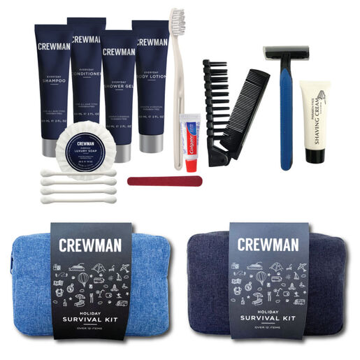 Crewman Mens Holiday Survival Kit Shampoo Conditioner Shower Gel Soap Toothbrush Assorted Colours