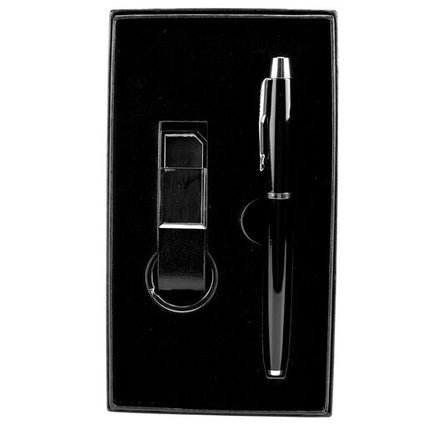 Pen Giftset And Matching Keyring in Gift Case Black