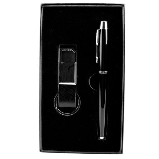 Pen Giftset And Matching Keyring in Gift Case Black