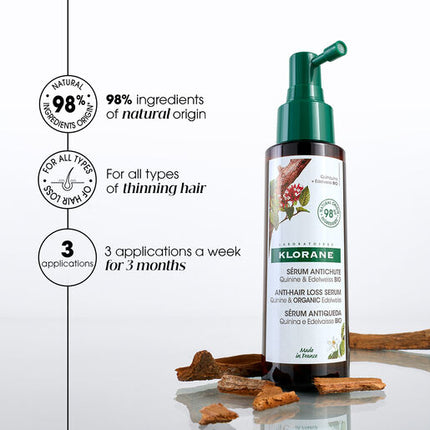 Klorane Strengthening Serum with Quinine and Organic Edelweiss 100ml - Thinning Hair