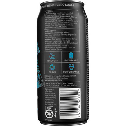 Musashi Energy Drink Blue Raspberry 500mL