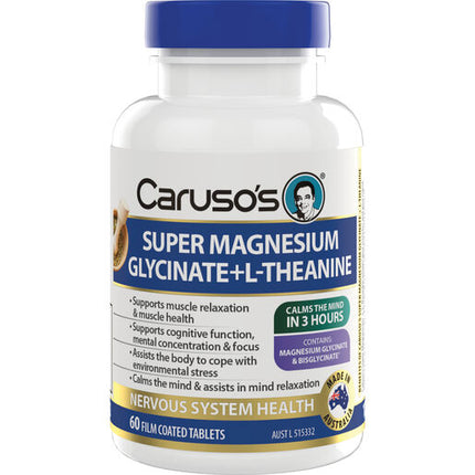Carusos Super Magnesium Glycinate + L-Theanine Tabs 60