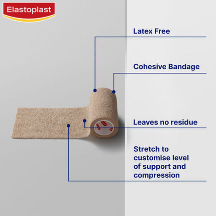 Elastoplast Sport Cohesive Bandage Tan 7.5cm x 4.5m