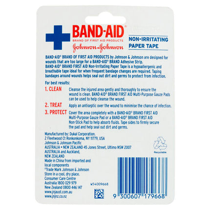 Band-Aid First Aid Non-Irritating Paper Tape 9.1m