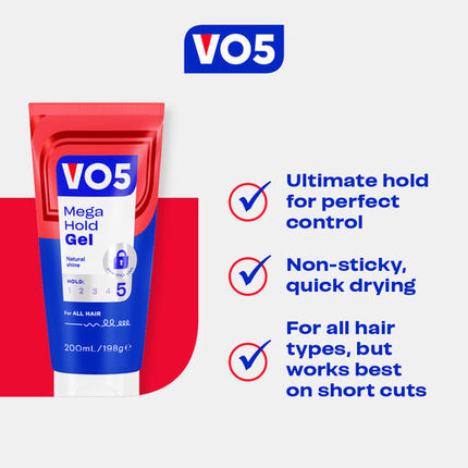 VO5 Mega Hold Styling Gel 200ml