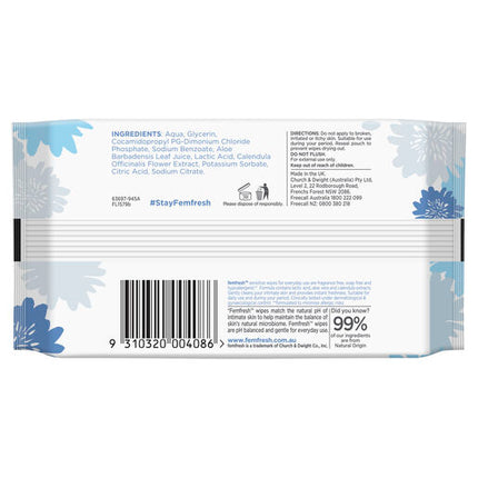 Femfresh Sensitive Wipes 20 Pack