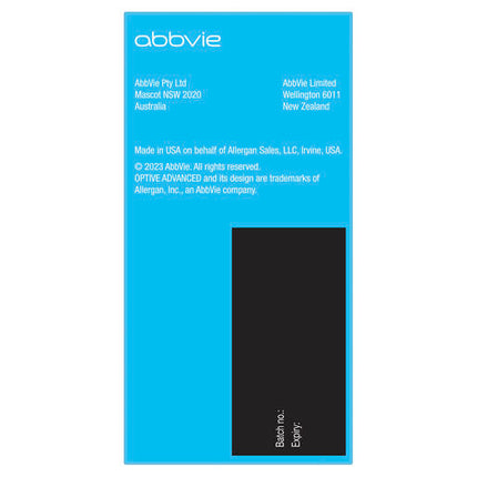 Optive Advanced Lubricant Eye Drops 30 x 0.4mL