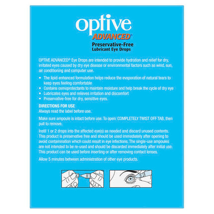 Optive Advanced Lubricant Eye Drops 30 x 0.4mL