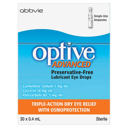 Optive Advanced Lubricant Eye Drops 30 x 0.4mL