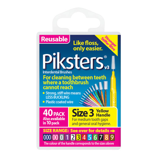 Piksters Interdental Brush Size 3 Yellow 40 Pack